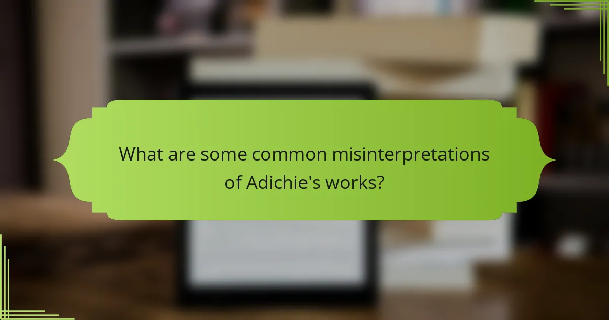What are some common misinterpretations of Adichie's works?